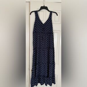 BeachLunchLounge Navy Floral Tiered Maxi Dress Boho Sleeveless XS
